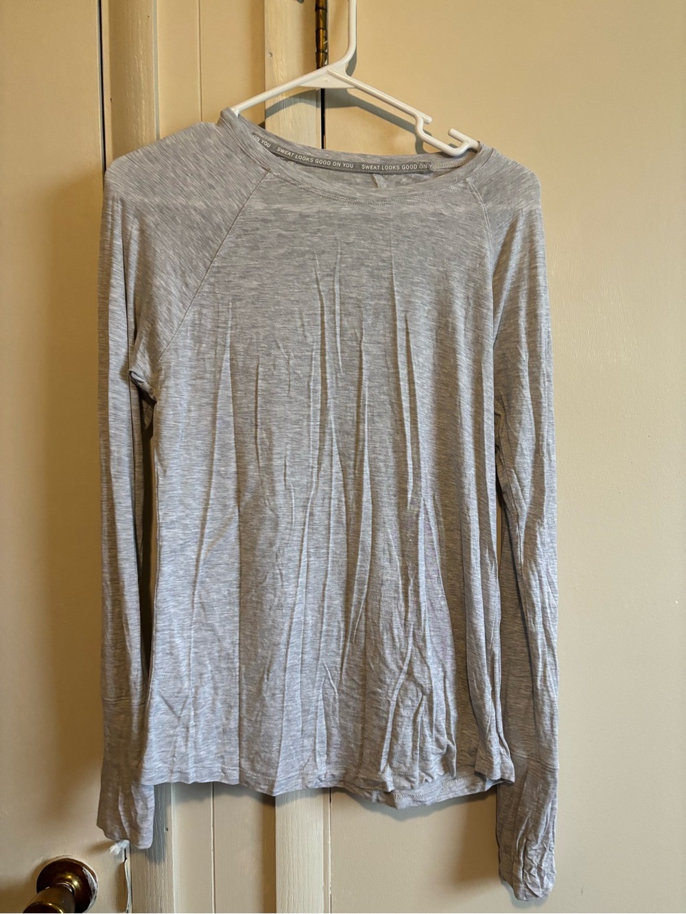 aerie Light Gray Long-Sleeve Crewneck Top
